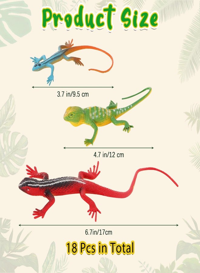 KINYFY 18 Pcs Fake Lizards Toys, Plastic Artificial Reptile Lizards for Kids, Realistic Lizard Toys for Halloween Party Decoration, Prank, Educational Tools - Image 2